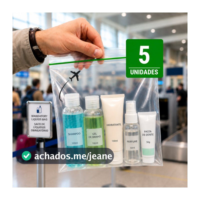 10 Sacos Zip 20x20 cm Viagem Internacional Oficial Líquidos Aeroporto