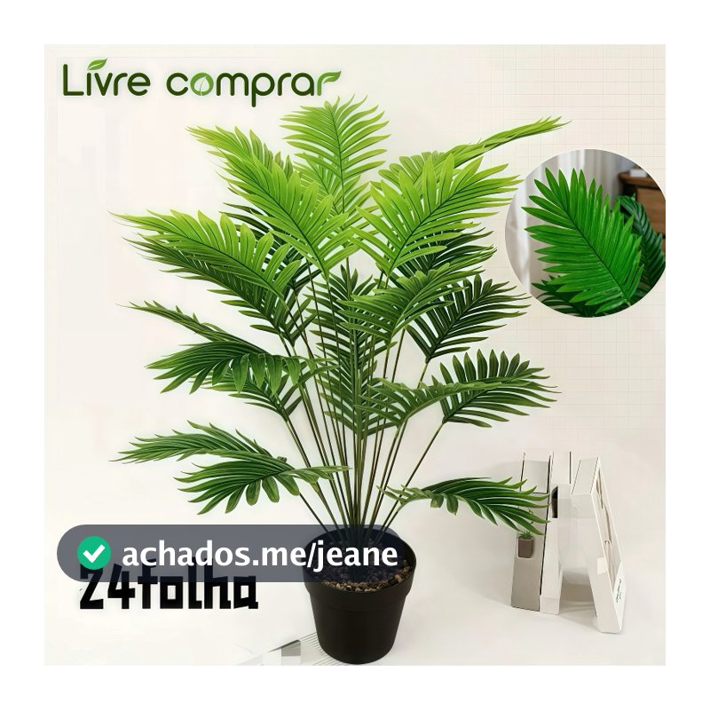 80CM  24Folhas Planta Artificial Palmeira Areca Real Toque