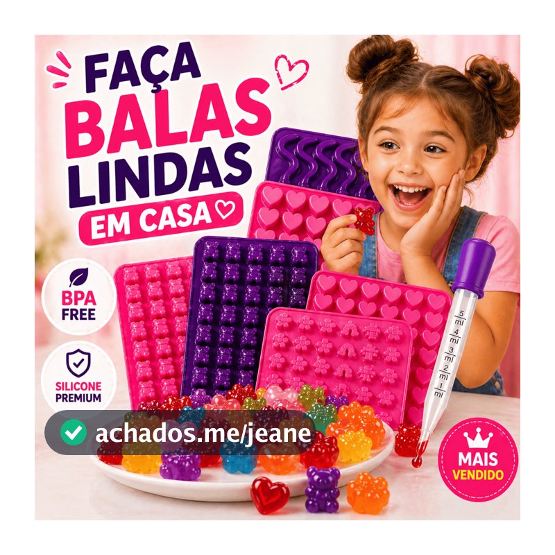 Molde Silicone Gummy Bear Mini Forma Para Goma Gelatina Decoração Bala Candy + Conta Gotas