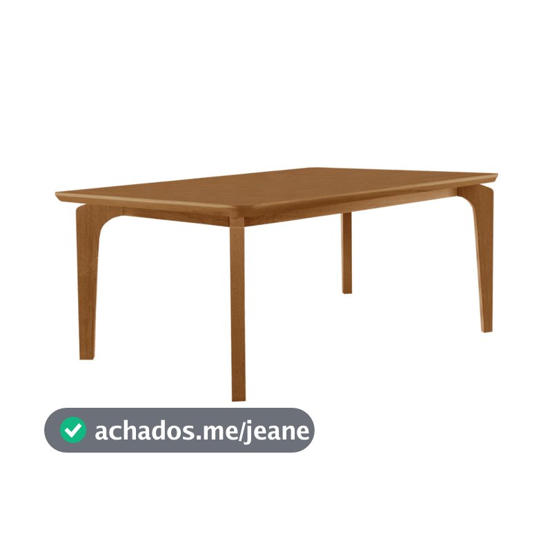 Mesa de Jantar Liz 180cm Tampo MDF Canto Copo Moderna Mobília