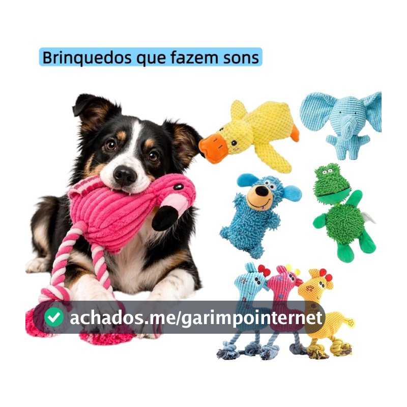 Brinquedo de Pelúcia  Estridente para Cães e Gatos - Resistente à Mordida com Som para Limpeza Dental e Diversão