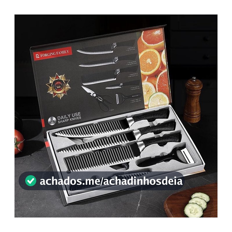Kit de 6 Facas Churrasco inox cozinha Profissional Antiaderente-envio imediato