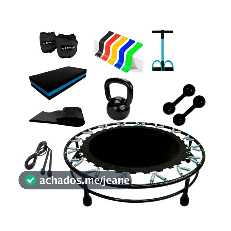 Kit Aeróbico Mini Jump Halter 2kg Caneleira Ajustável 3kg Step EVA Treino Funcional em Casa