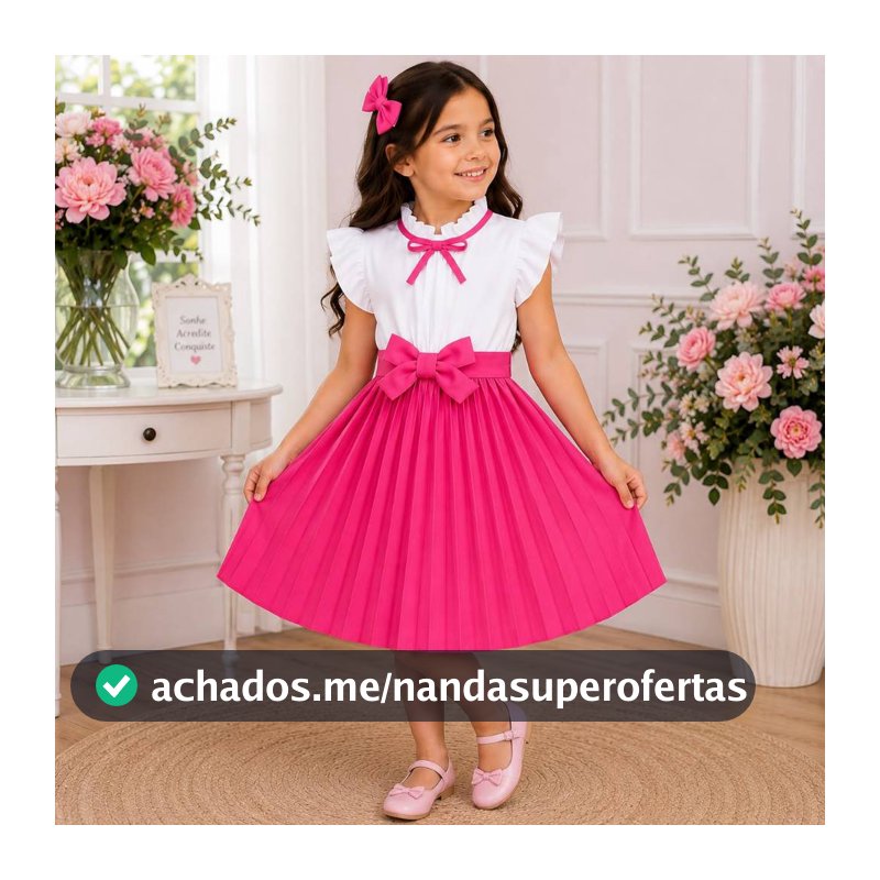 Vestido Menina Plissado Luxo com Laço Infantil Princesa Elegante Festa Casamento Aniversário 1 ao 12 Anos
