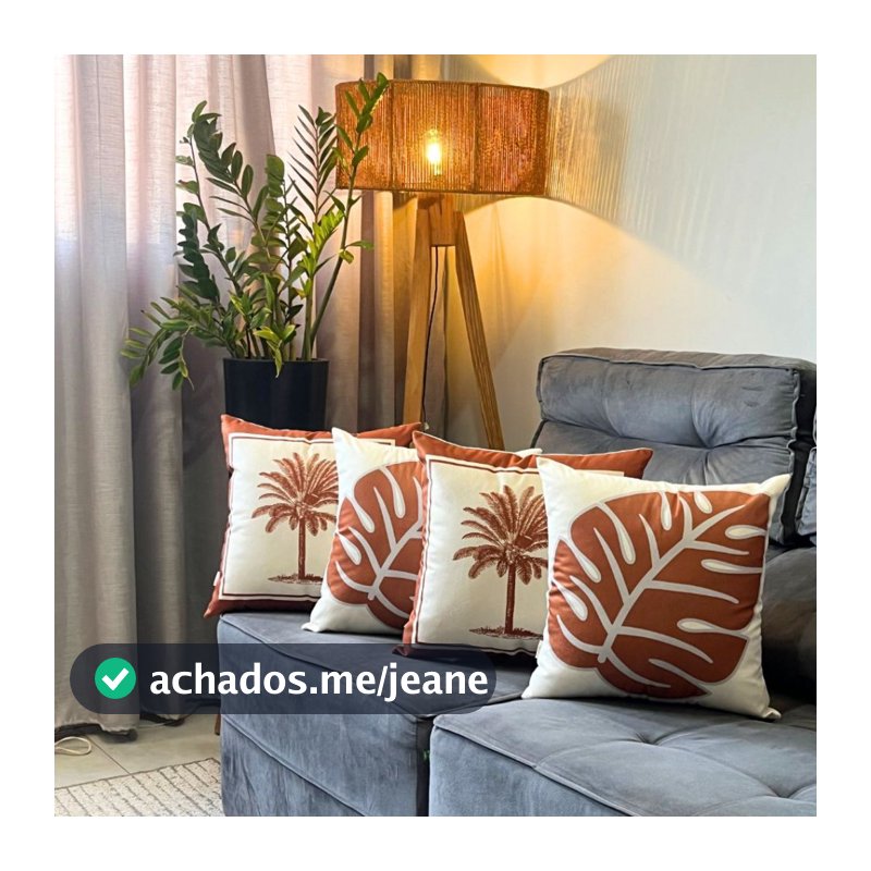 Kit 4 Capas de Almofadas Estampada e Lisa Drapeada Suede Decorativas com Zíper 40x40cm