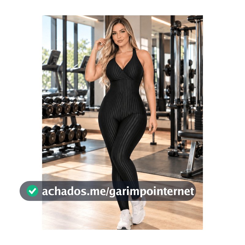 Macacão fitness feminino 3D poliamida com bojo modelador premium