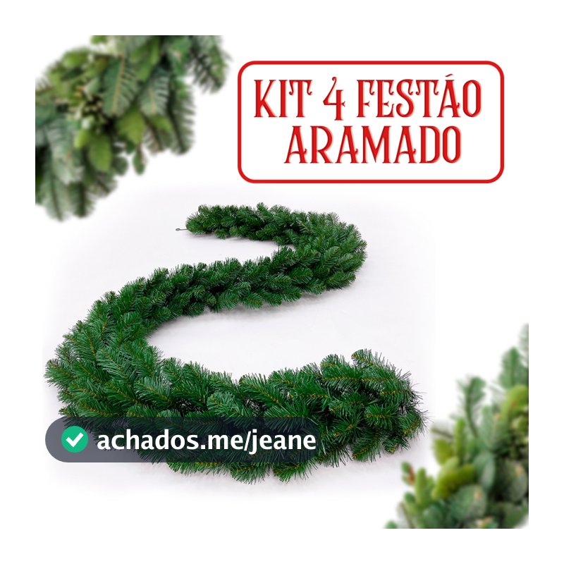 Kit 4 Festão Guirlanda Aramado Grosso Flexível Natal Luxo 270cm Galhos Varal KIT 2 KIT 3 E KIT4
