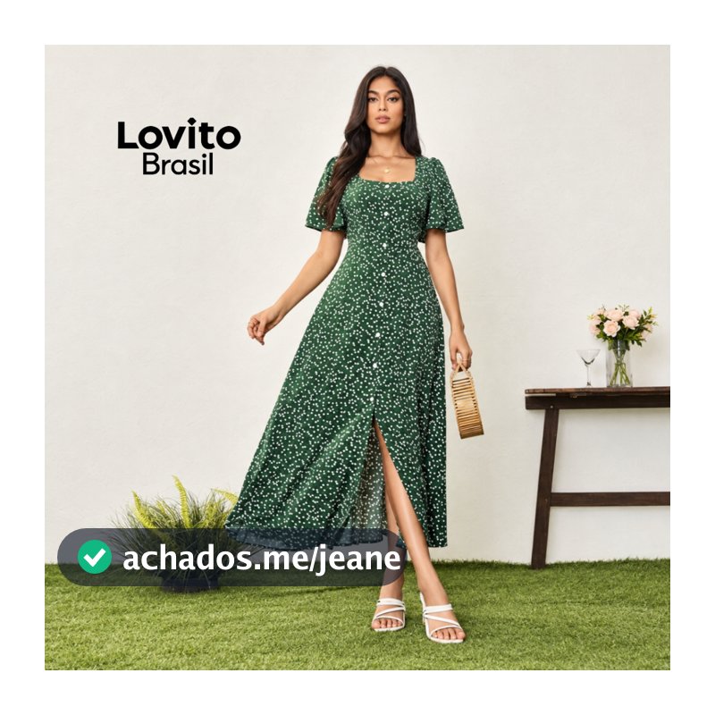 Lovito Vestido Feminino Midi Romântico Estampado DRB5BR180
