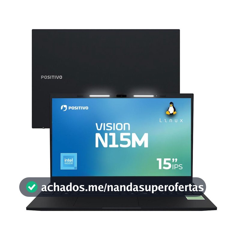 Notebook Positivo Vision N15M Intel® N100 Linux 8GB RAM 256GB SSD Wi-Fi 6 - 15,6" Full HD IPS Minitela - Preto
