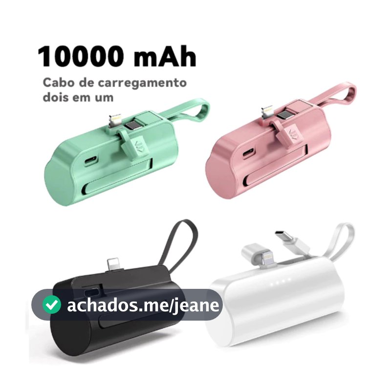Mini Power Bank Carregador 10000mAh para iPhone eTouch-C 2 em 1