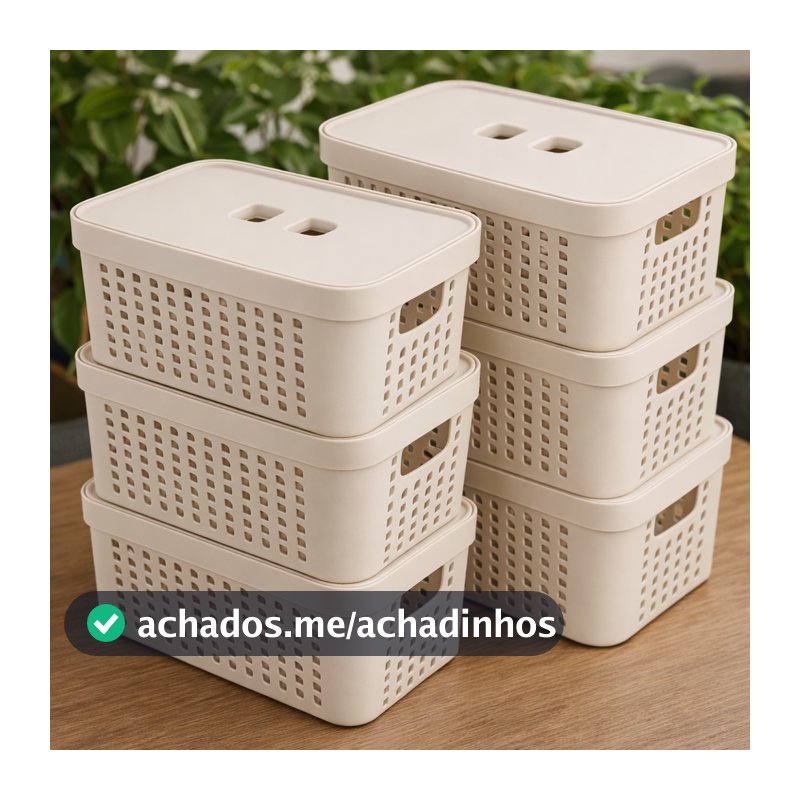 Kit 6 Caixas Organizadoras Com Tampa 2 Litros Cesto Grande em Plástico