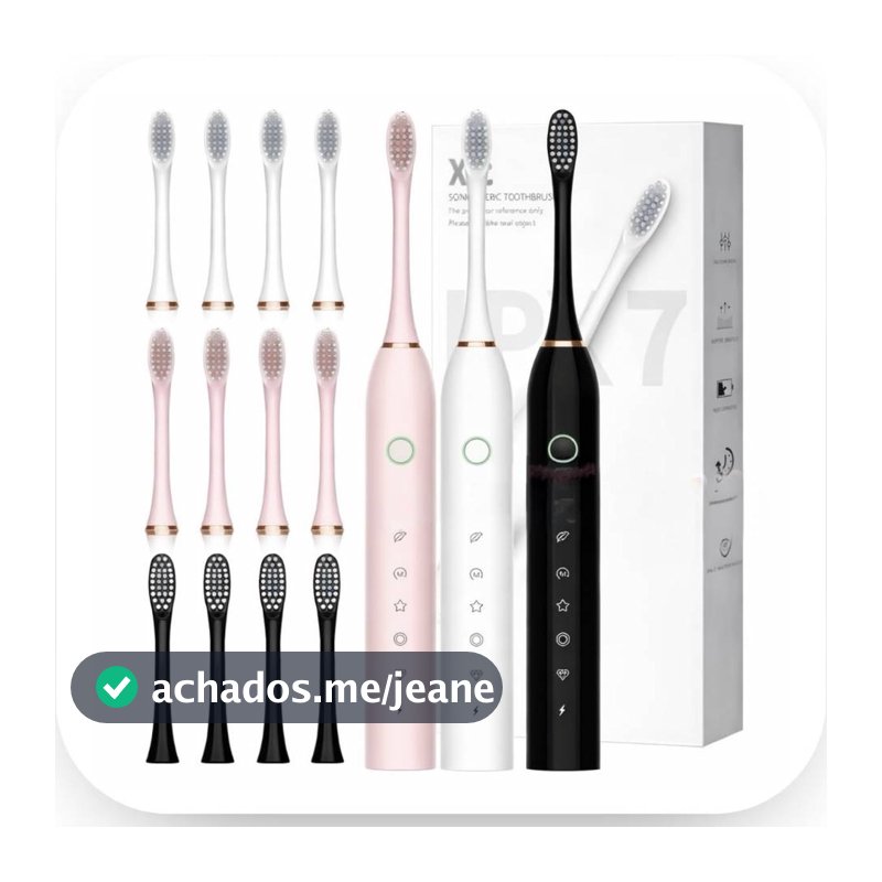 Kit Escova de Dente Elétrica 2/1 Unidade | Recarregável Ns | IPX7 À Prova dÁgua +7 Modos + 8 Cabeças