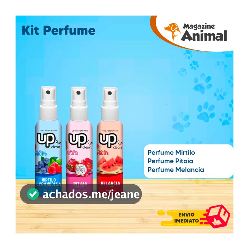 Kit 3 Perfume para Cachorro 60ml Colônia Pet Cheirosa Perfume para Cachorro Macho e Fêmea Filhote e Adulto UP Clean