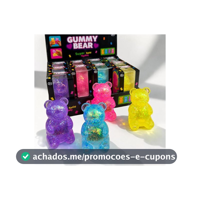 Squishy Ursinho c/ Glitter Maltose Gummy Bear Fidget Toy Sensorial
