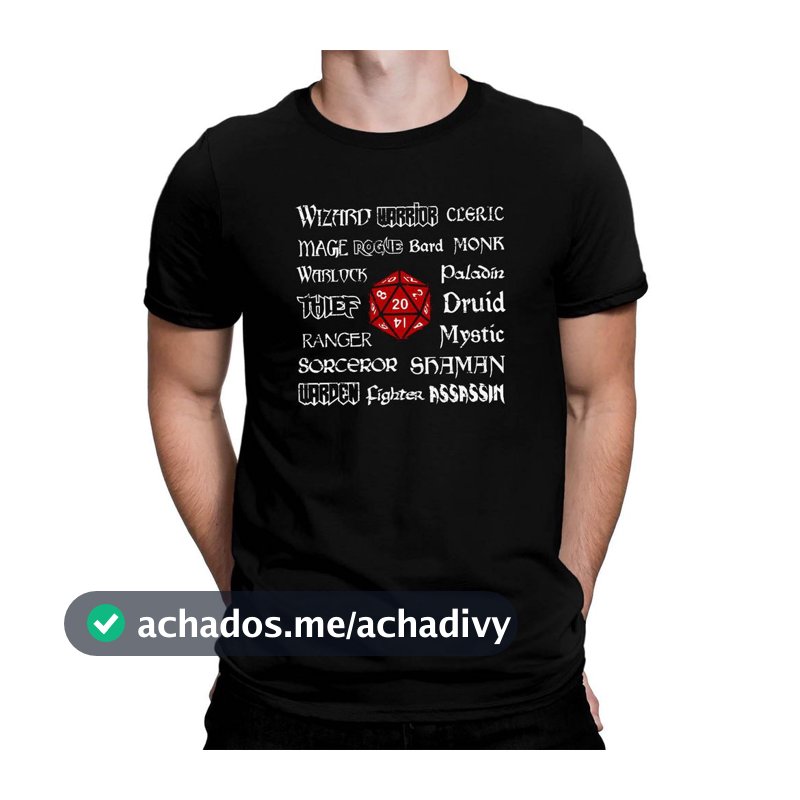 Camiseta Geek Classes Rpg D20 (G) Unissex Algodao GEEK0018