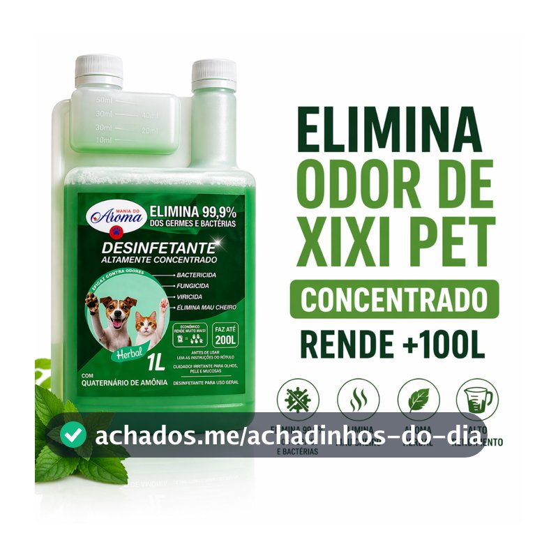DESINFETANTE HERBAL PET CONCENTRADO 1L ELIMINA ODOR XIXI BACTERICIDA