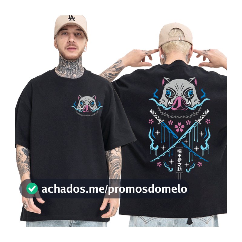 Oversized Camiseta Japonesa Anime Demon Killer Beast Fitness Algodão Verão