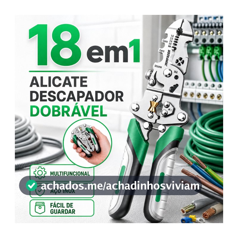 Alicate Decapador Multiuso 18 em 1 KINETX Crimpador Descascador Cortador de Fios Para Eletricista