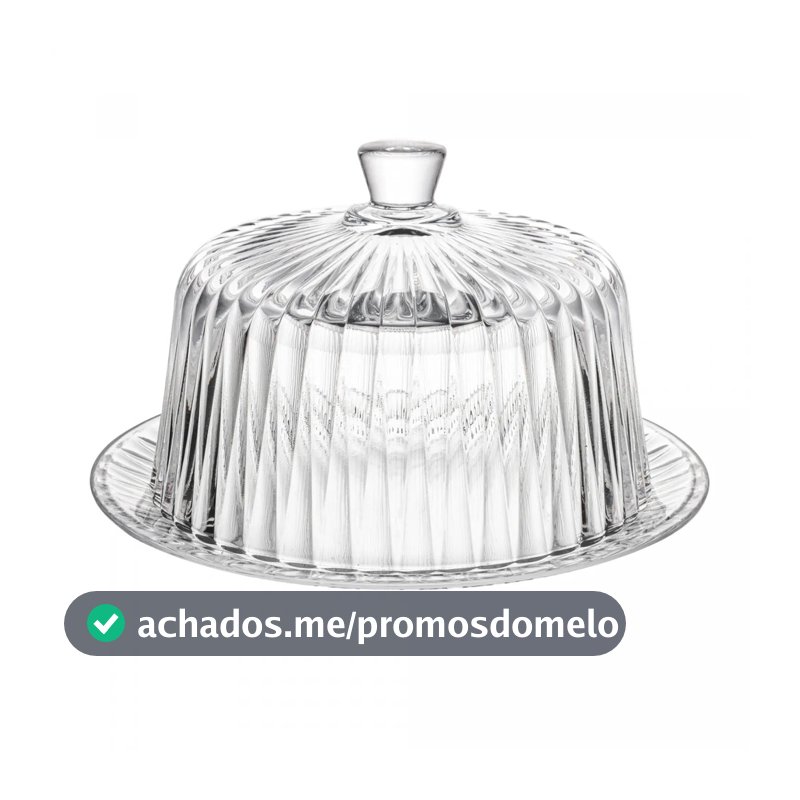 QUEIJEIRA DE VIDRO PORTA QUEIJO CANELADA ELEGANZA 20cm