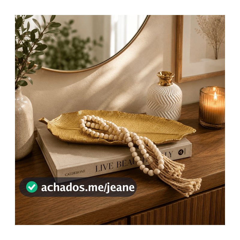 Bandeja Adorno Centro De Mesa Formato Folha Em Resina Decoração Casa – Elegante e Sofisticado