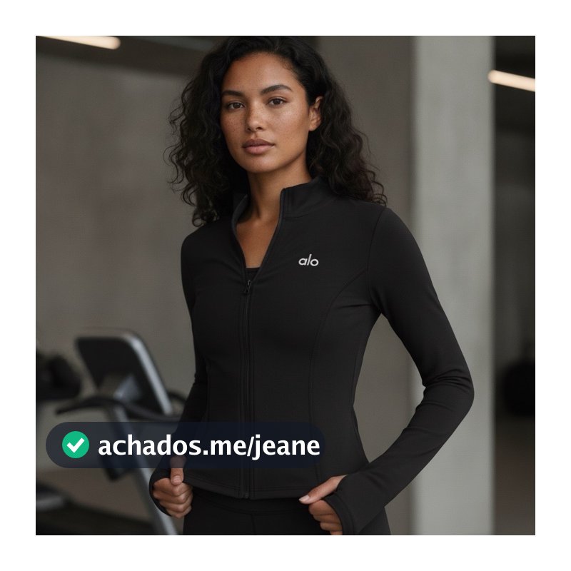 Jaqueta Fitness Feminina Manga Longa com Zíper e Bolso com Dedal para Academia Treino Fit