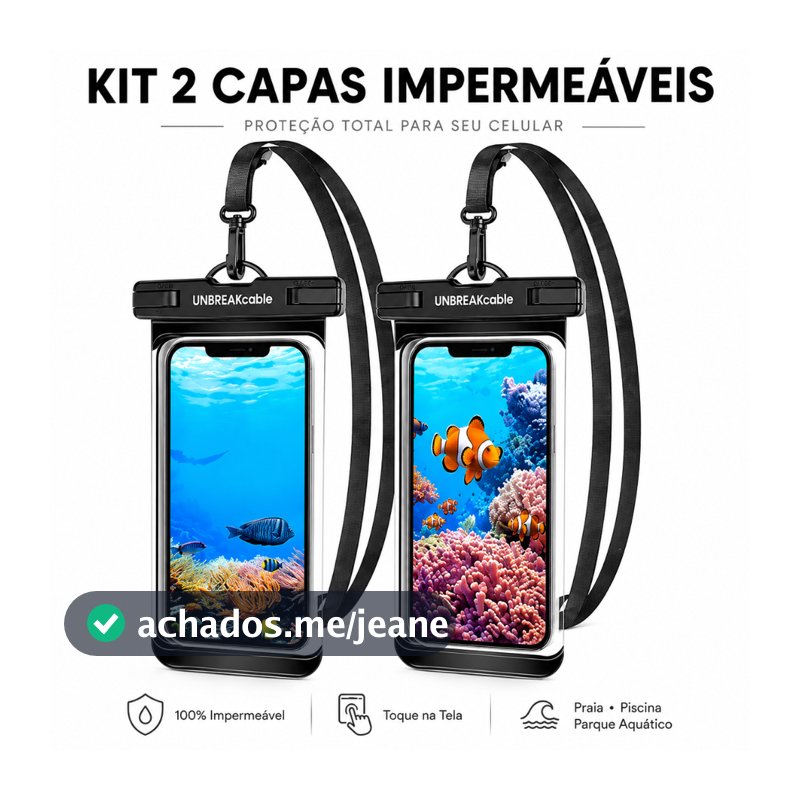 Kit 2 Capas Bolsas Prova Dagua Impermeavel Universal Transparente Celular Protegido