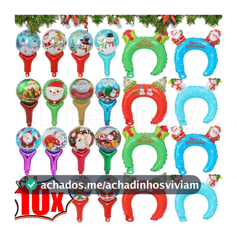 10 Unidades De Balões Portáteis De Morcego De Natal-Faixa De Cabeça Inflável De Boneco De Neve De Papai Noel-Decoração D