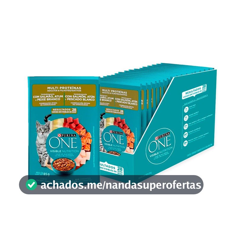 Caixa 15un. Ração Úmida Purina One Sachê Para Gatos Multi Proteínas 85g