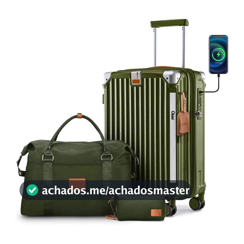 Mala de abordo Viagem 20" 24" KIT3 Zíper Dupla Rodinhas 360" Material Alta Qualidade MALA20