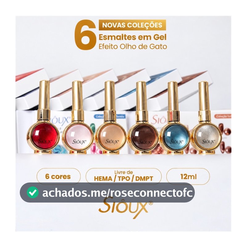 Kit 6 Esmaltes em Gel Magnético Olho de Gato Siôux Coleção Canto da Sereia 12ml