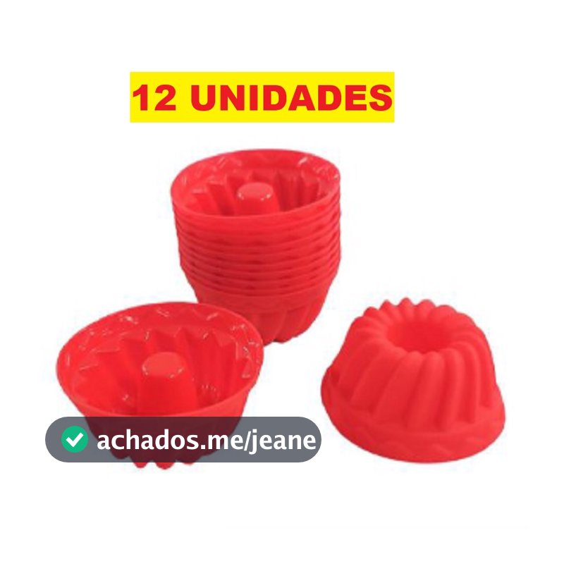 Kit 12 Formas 7x4.5x3.5 CM Em Silicone Para Cupcake Pudim Doces Cores Aleatórias Cozinha Multiuso Prático