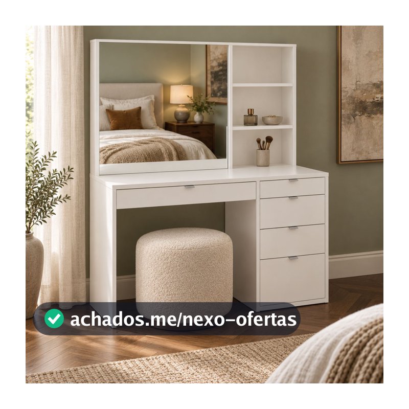 Penteadeira Blum 5 Gavetas 2 Prateleiras Branco - Politorno