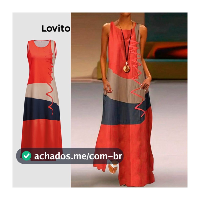 Lovito Casual Vestido Padrão Geométrico Vestido Básico Para Mulheres LBL18707