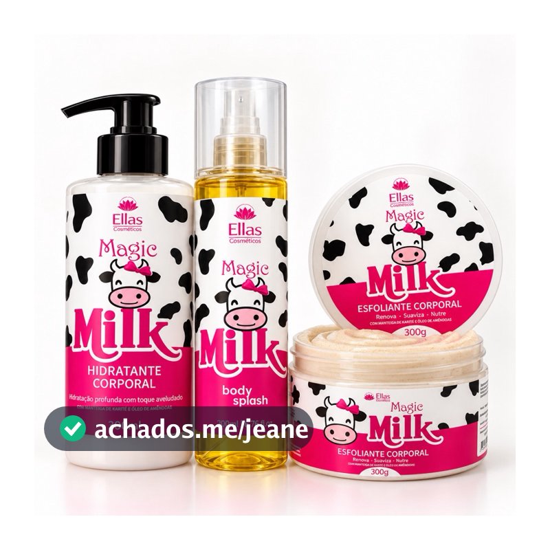 Kit Vaquinha Magic Milk Hidratante Corporal + Esfoliante Corporal + Body Splash 200ml