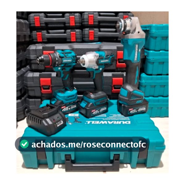 Kit 3 Ferramentas Sem Fio Parafusadeira + Chave de Impacto + Esmerilhadeira com 2 Baterias e Maleta