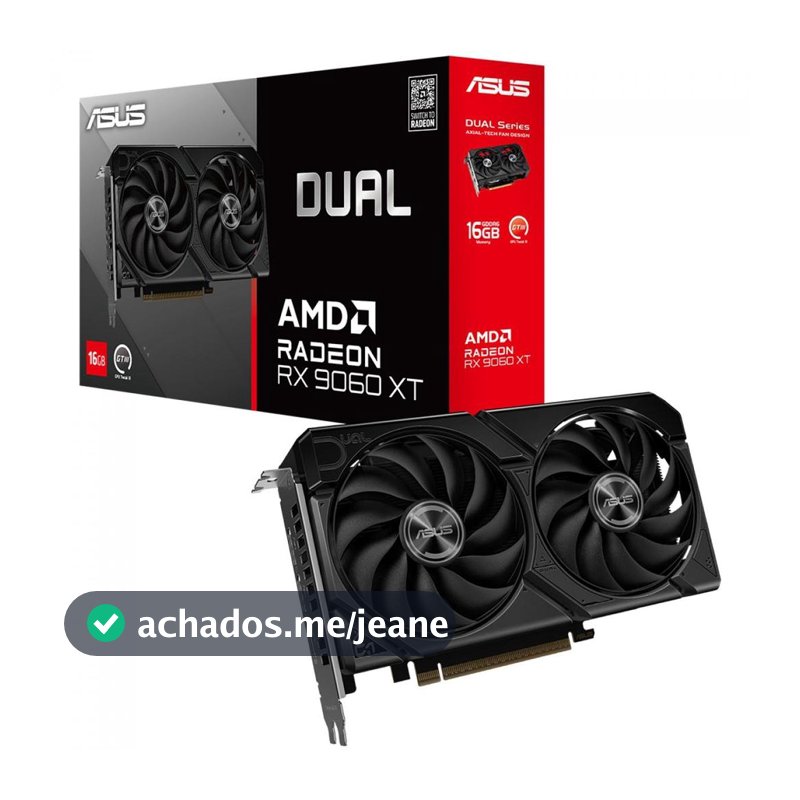 Placa de Vídeo Asus AMD Radeon RX 9060 XT Dual, 16GB, GDDR6, FSR, Ray Tracing, 90YV0LG2-M0NA00