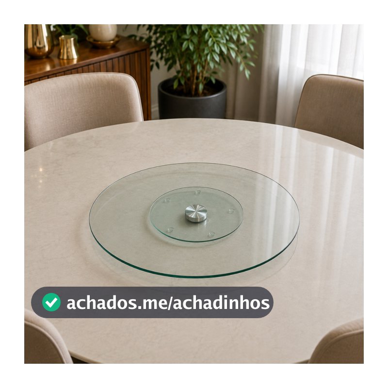 Centro de Mesa Giratório 30cm Vidro Transparente Bandeja Giratória 360° para Servir Petiscos