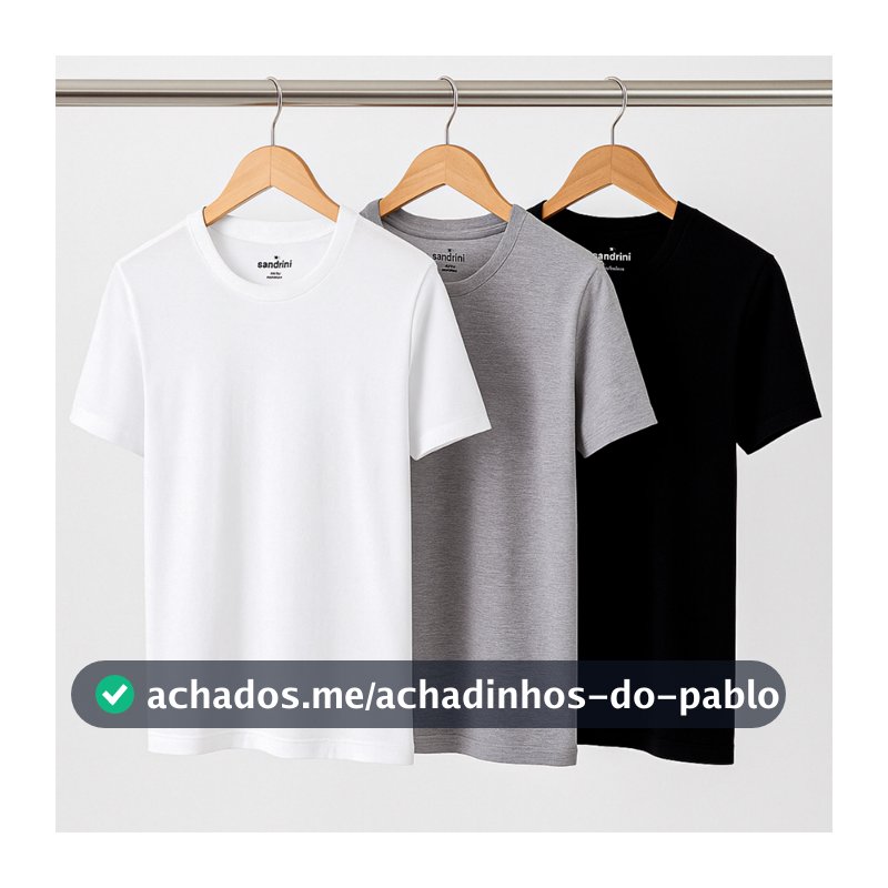 Kit 3 Camisetas Básicas Lisa Dia a Dia Algodão Sandrini Confortavel Masculina Adulto Promoção Original