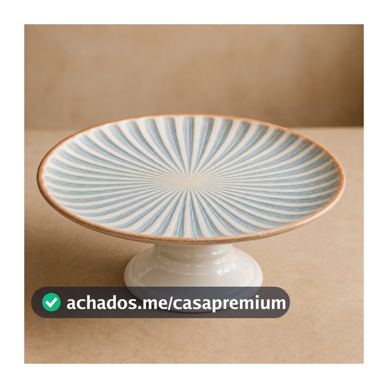 Boleira De Cerâmica Decorativa Em Listas Para Bolos E Doces