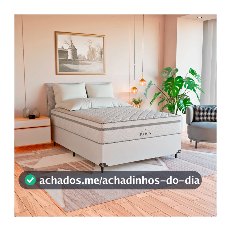Cama Box Casal Branco + Colchão Paris Molas Ensacadas Branco