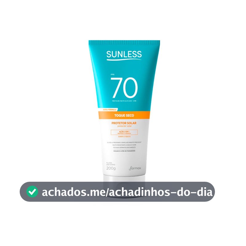 Protetor Solar Sunless Toque Seco FPS70 200g