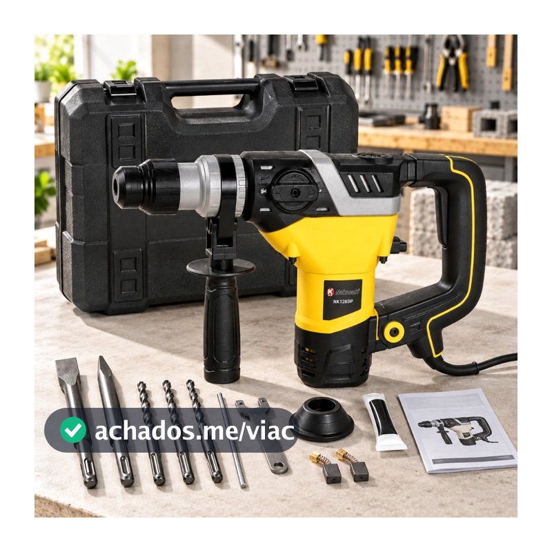 Martelete Rompedor Profissional Nakasaki 7Kg 1500W SDS Plus Furadeira Impacto 3 Funções + Acessórios