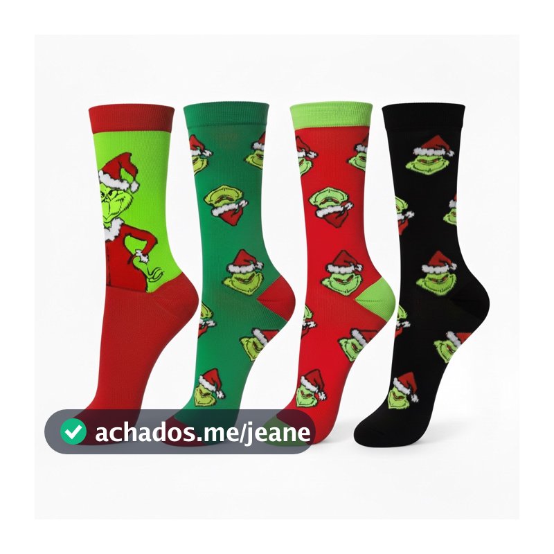Meia Maluca O Grinch Meia de Natal Meia Natalina Divertida