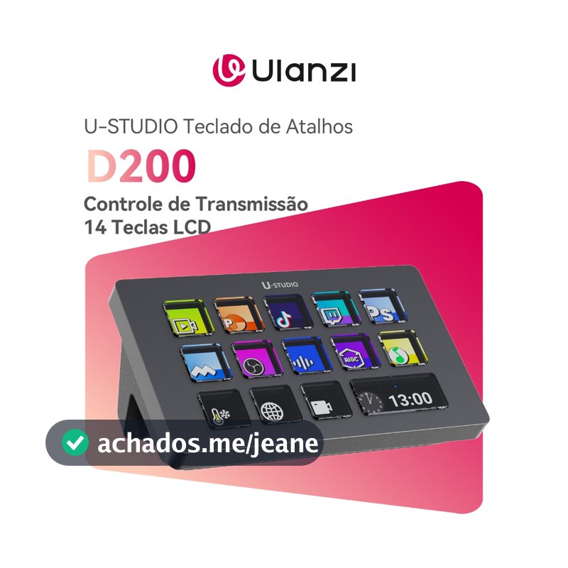 ULANZI D200 U- studio Stream Controller 14 Teclas LCD Macro Pad Personalizável Para OBS,  Twitch