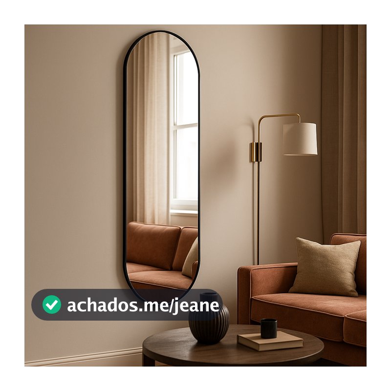 Espelho Decorativo Grande Capsula Corpo Inteiro Vertical e Horizontal 110x30 com Alça em Couro