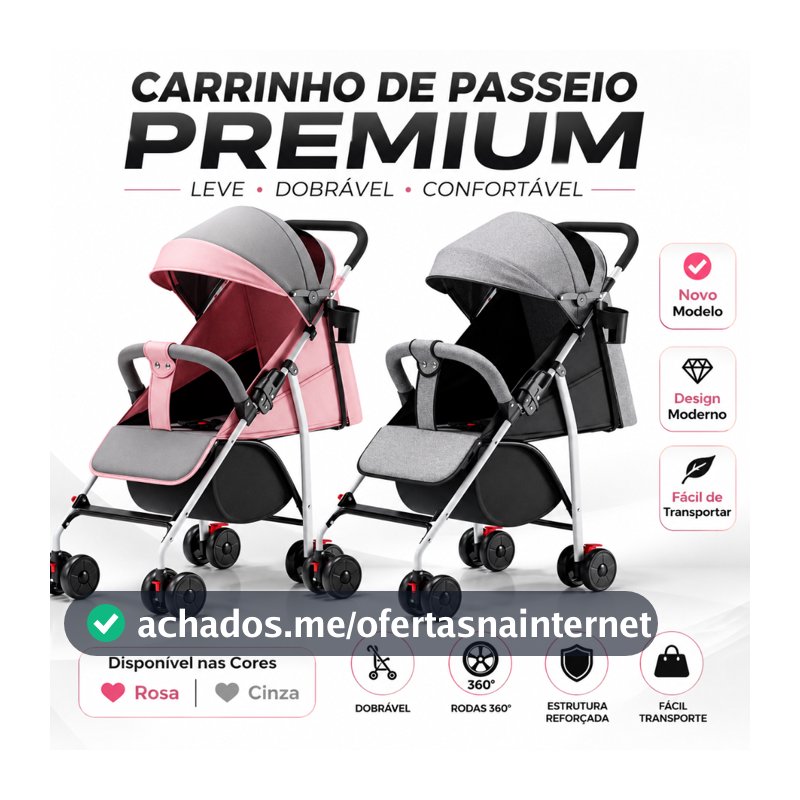 Carrinho de Bebê Dobrável Compacto Reclinável com Capota Retrátil Porta-Copos Rodas 360°