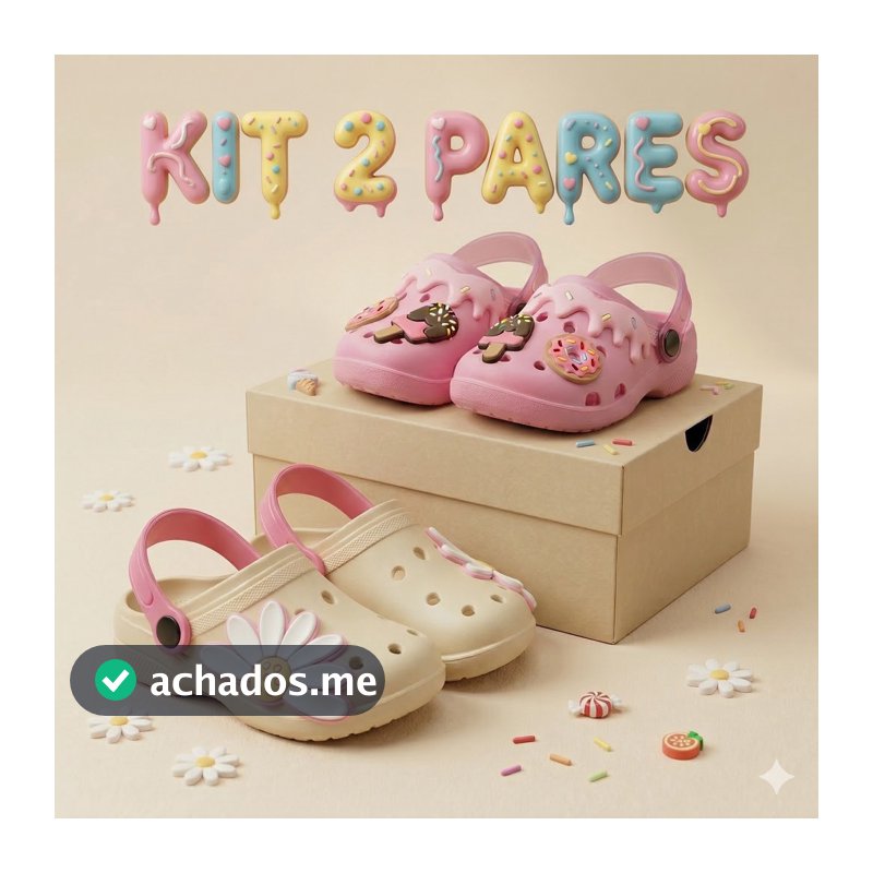 Kit 2 Sandálias Infantil Meninas Leves Confortável Delicada Antiderrapante Papetes