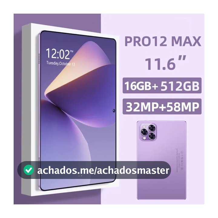 Original Tablet Galaxy PRO12 MAX 11.6 Polegadas RAM 16GB + 512GB ROM Android 15 5G 8800mAh Câmera 32MP + 58MP Tela FHD+