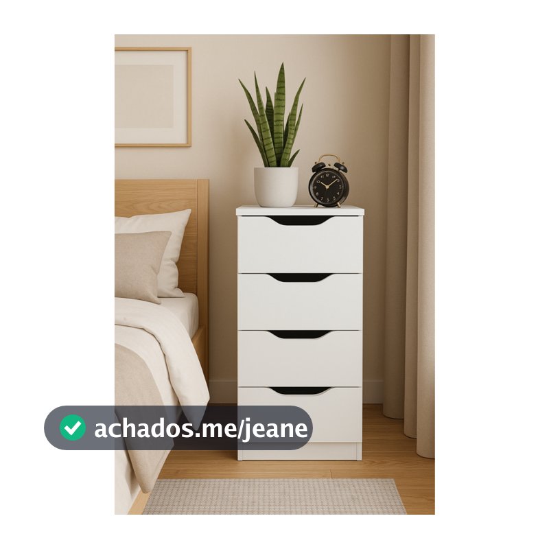 Gaveteiro Multiuso 4 Gavetas Branco – Organizador Para Quarto e Escritório Multivisão