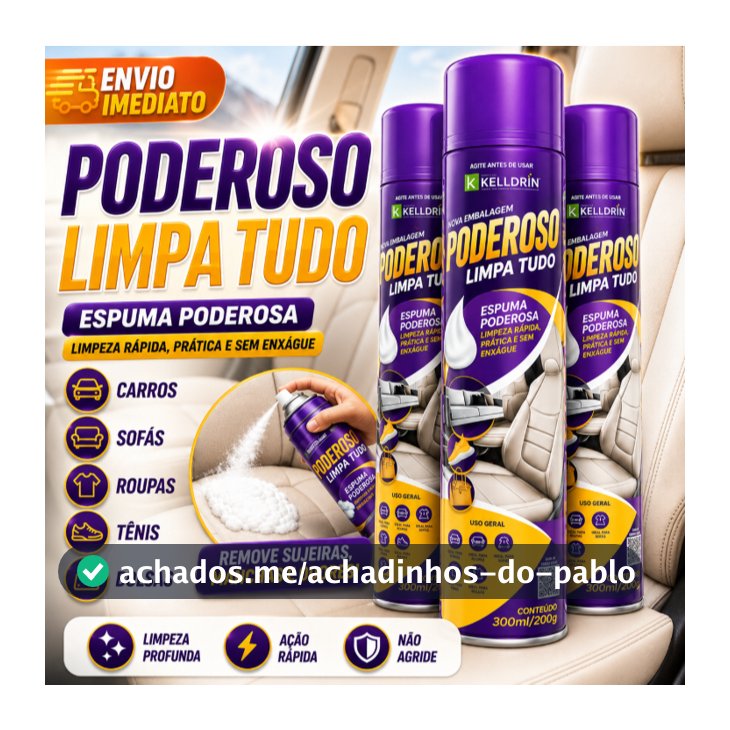 Kit Espuma Limpa Tudo 300ml Para Sofá Tênis Banco Carro Couro Tapete Estofado Multiuso